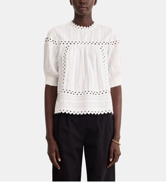 Blouse en coton à broderies - CORAL - Pablo - Blanc