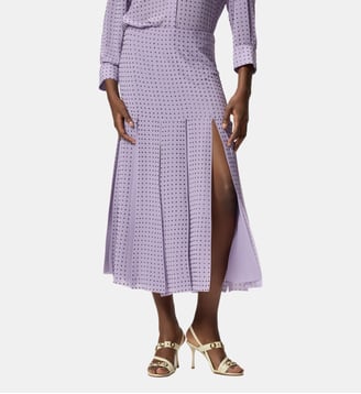 Jupe midi à franges et strass - Pinko - Violet