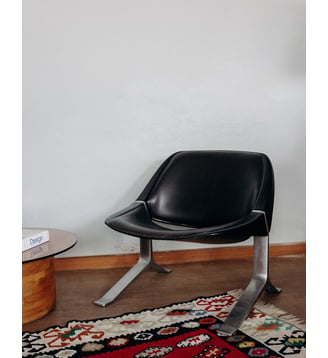 Fauteuil en cuir Hesterberg Jakob N°219- Produit chiné - Debongout - Noir