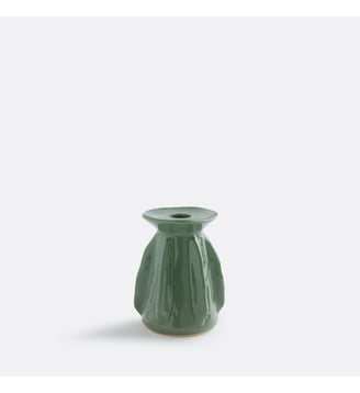 Bougeoir en céramique texturée H12 cm - La Redoute Interieurs - Kaki