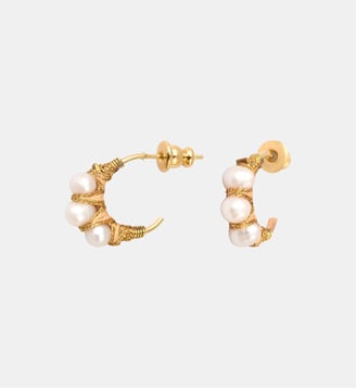 Boucles d'oreilles créoles   - Panarea - Satellite - Perle blanc