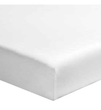 Drap housse uni en percale de coton, bonnet de 40cm, PREMIÈRE - Essix - Blanc