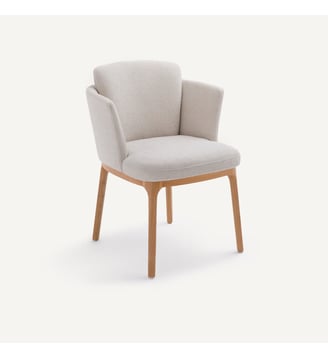 Fauteuil de table pied chêne et tissu natté Jabote - AM.PM - Ficelle