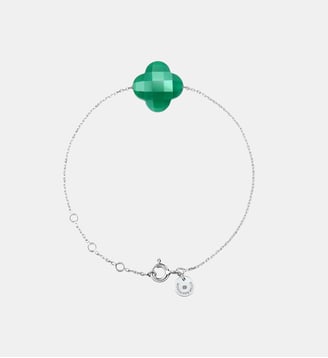 Bracelet, agate verte, or blanc - Morganne Bello - Or blanc