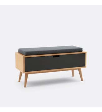 Banc de jardin, métal acier - La Redoute Interieurs - Noir et bois