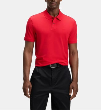 Polo modèle Pallas en coton biologique avec logo brodé BOSS