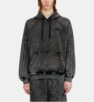 Sweat à capuche en coton lavé avec broderie Oval D - Diesel - Noir