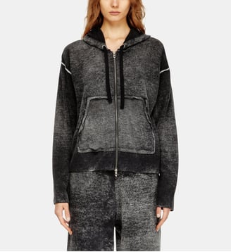 Cardigan à capuche à imprimé inversé en laine - Diesel - Noir et gris