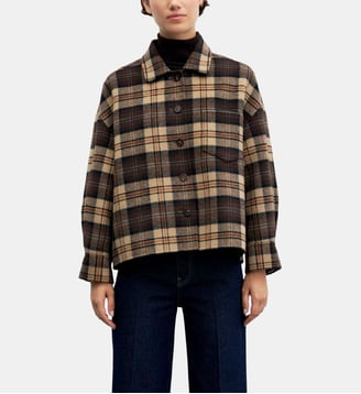 Surchemise à carreaux en laine double face - JOSIA - Gerard Darel - Marron