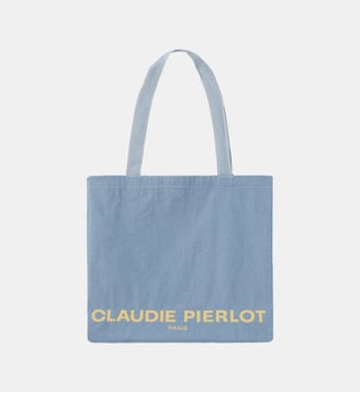Grand Tote Bag signature coton mélangé - Claudie Pierlot - Bleu