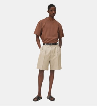 Short à pinces Como Beige stripes - Noyoco - Beige
