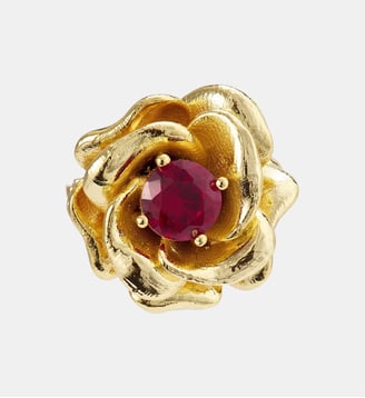 Broche rose dorée Mona Lisa et pierre rose - Les Néréides - Rose