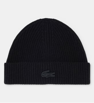 Bonnet laine mérinos crocodile métallisé - Lacoste - Noir