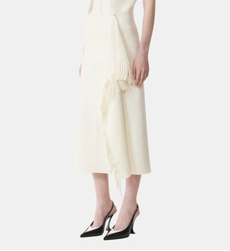 Jupe À Franges En Maille De Coton - Lanvin - Blanc
