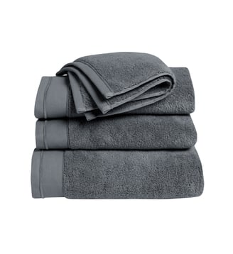 Serviette de toilette 100% Coton BIO, DOUCEUR NATURE - Blanc Cerise - Gris ardoise