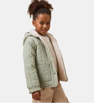 Veste matelassée col sherpa - Cyrillus - Vert d'eau