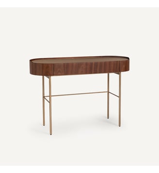 Bureau console plaqué noyer et cuir AM.PM