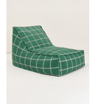 Pouf long  - taille adulte - Vibes - Nobodinoz - Green white windowpane