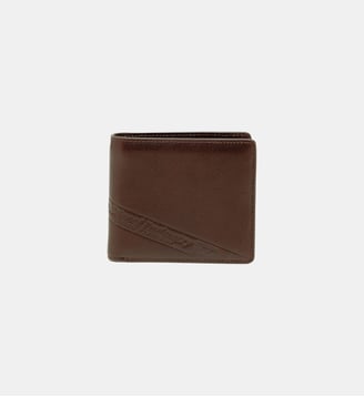 Portefeuille en cuir pliable avec logo embossé - Diesel - Marron