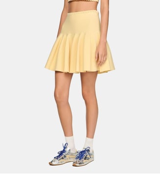 Jupe courte en maille patineuse - Sandro - Beurre