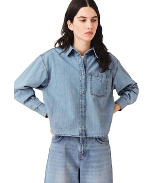 Chemise en denim avec logo Maje