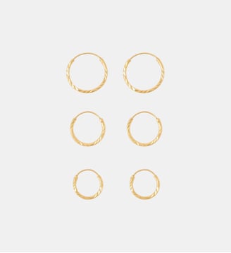 Set 3 paires de créoles ciselées - argent 925 doré - Balaboosté - Doré