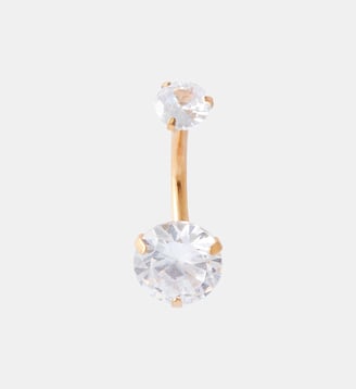 Piercing stud pour nombril doré double strass de zirconium Balaboosté