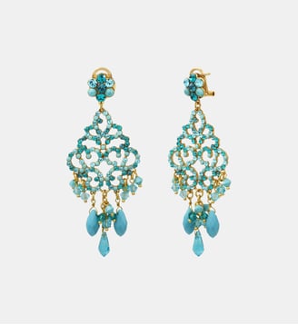 Boucles d'oreilles pendantes tiges percées   - Chiara - Satellite - Bleu turquoise