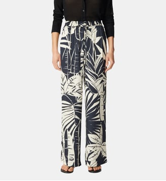 Pantalon imprimé maxi feuilles - Ikks - Marine