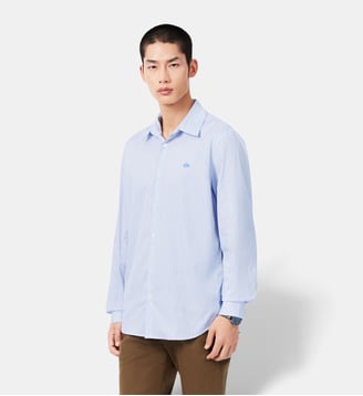 Chemise popeline stretch rayée slim fit - Lacoste - Blanc, violet et bleu clair