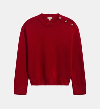 Pull en laine à boutons dorés - ROSAL - Pablo - Rouge