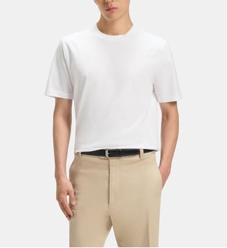 T-shirt droit en jersey de coton - BOSS - Blanc