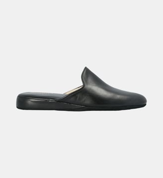 Pantoufle mule ouverte - cuir lisse - Manfield - Noir