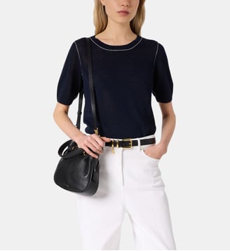 Pull à col rond en lin mélangé - LOUMIA - Gerard Darel - Marine