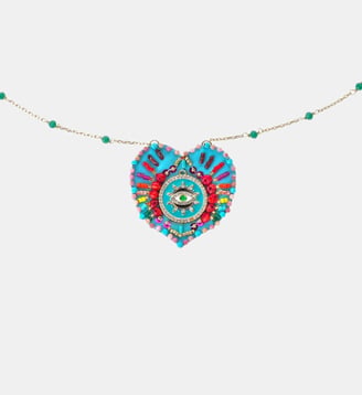 Collier chaîne avec charm central avec perles JANEIRA - Hipanema - Bleu turquoise