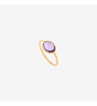 Bague plaquée or - SERTI PM - Caroline Najman - Améthyste violet