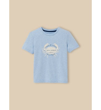 T-shirt chiné en coton biologique - Cyrillus - Ciel