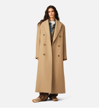 Manteau long double boutonnage en laine - AMI Paris - Beige mastic