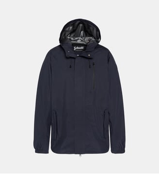 Coupe-vent capuche zip - Schott - Bleu marine