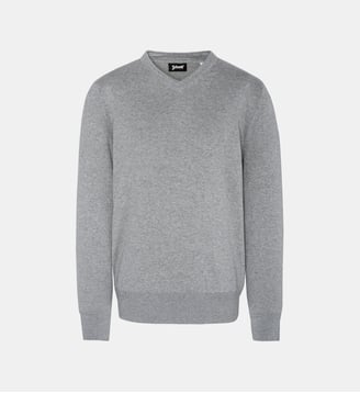 Pull col en V - Schott - Gris chiné