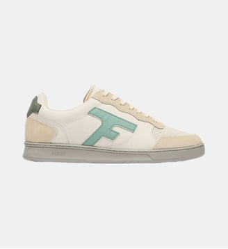 Baskets basses Cuir-suede - Faguo - Crème et bleu