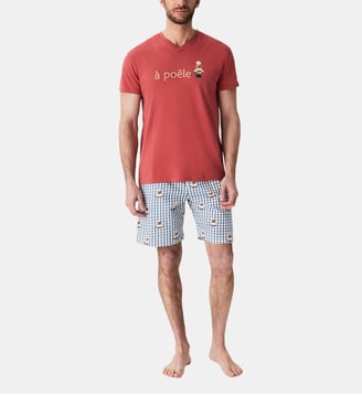 Pyjashort en jersey de coton léger - A poêle - Arthur - Gris