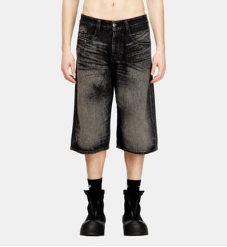 Bermuda longs en denim coton-chanvre traité - Diesel - Noir