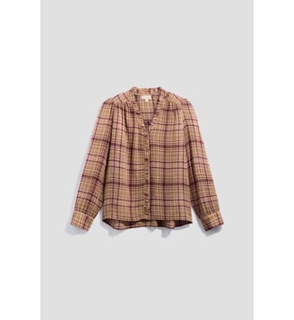 Chemise à carreaux à volants - LIMEY - Pablo - Beige et rose