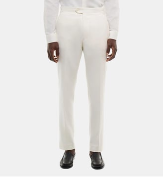 Pantalon ajusté en coton et lin - Fursac - Blanc