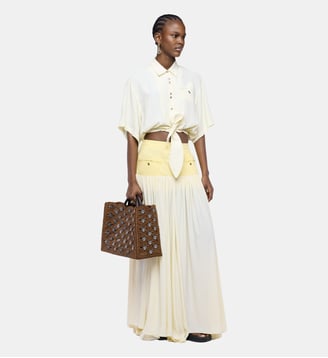 Grand sac tote en raphia naturel foncé avec disques 1969 signature Rabanne