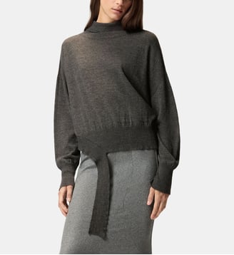 Pull à col roulé en maille - Pinko - Gris azul platine