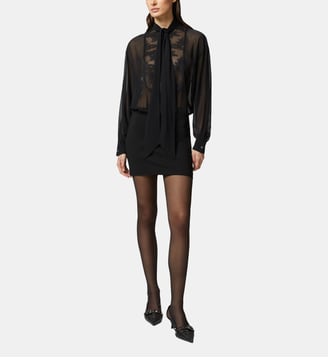 Mini-robe chemise en dentelle transparente - Pinko - Noir