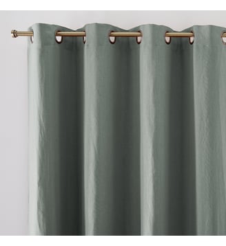 Rideau occultant lin lavé à oeillets Onega - La Redoute Interieurs - Vert de gris