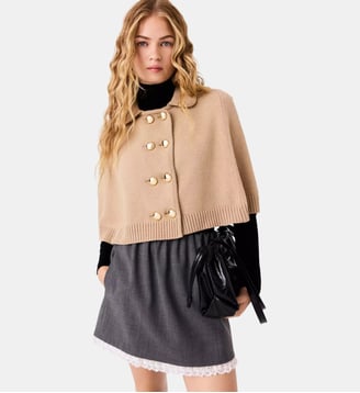 Mini cape en mix de laine - Maje - Beige